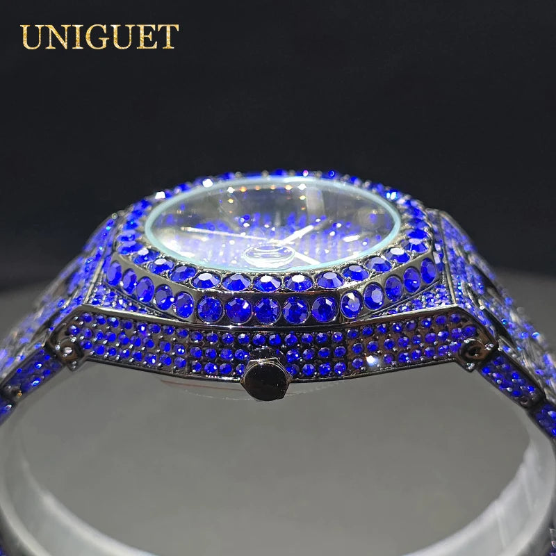 Watches For Men Octagonal Case Luxury Diamond Men's Watch With Big Zircon Bezel Fashion Hip Hop Hand Clock