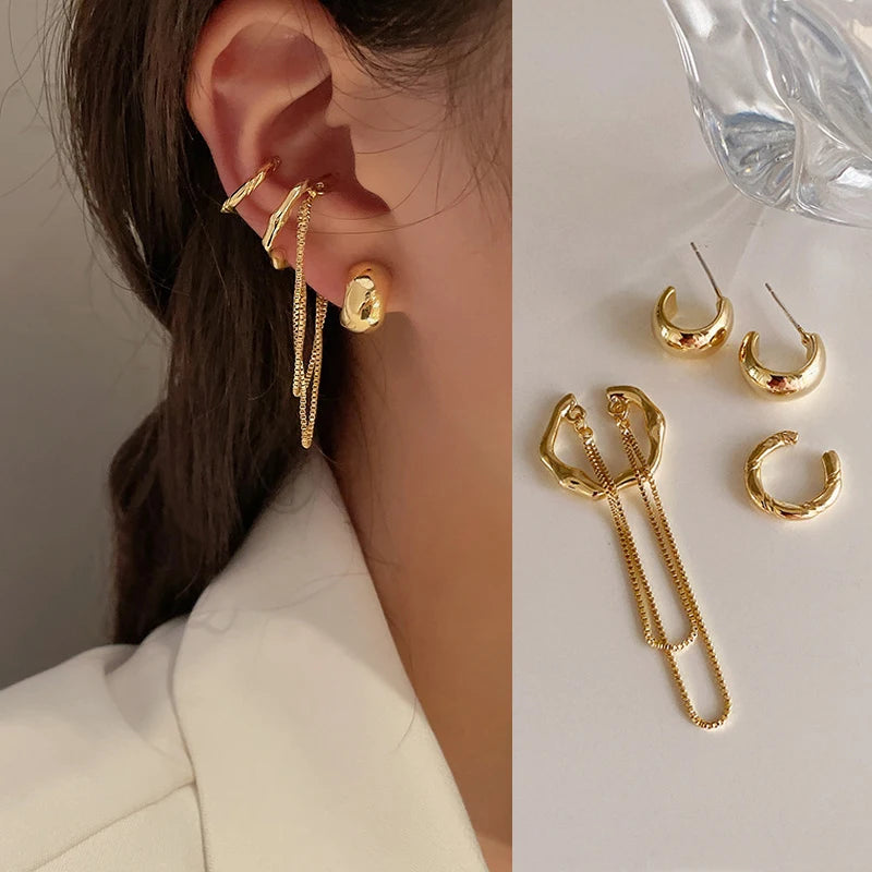 Wolexhany Star Butterfly Clip Earrings – Sparkling Crystal Tassel, No Piercing