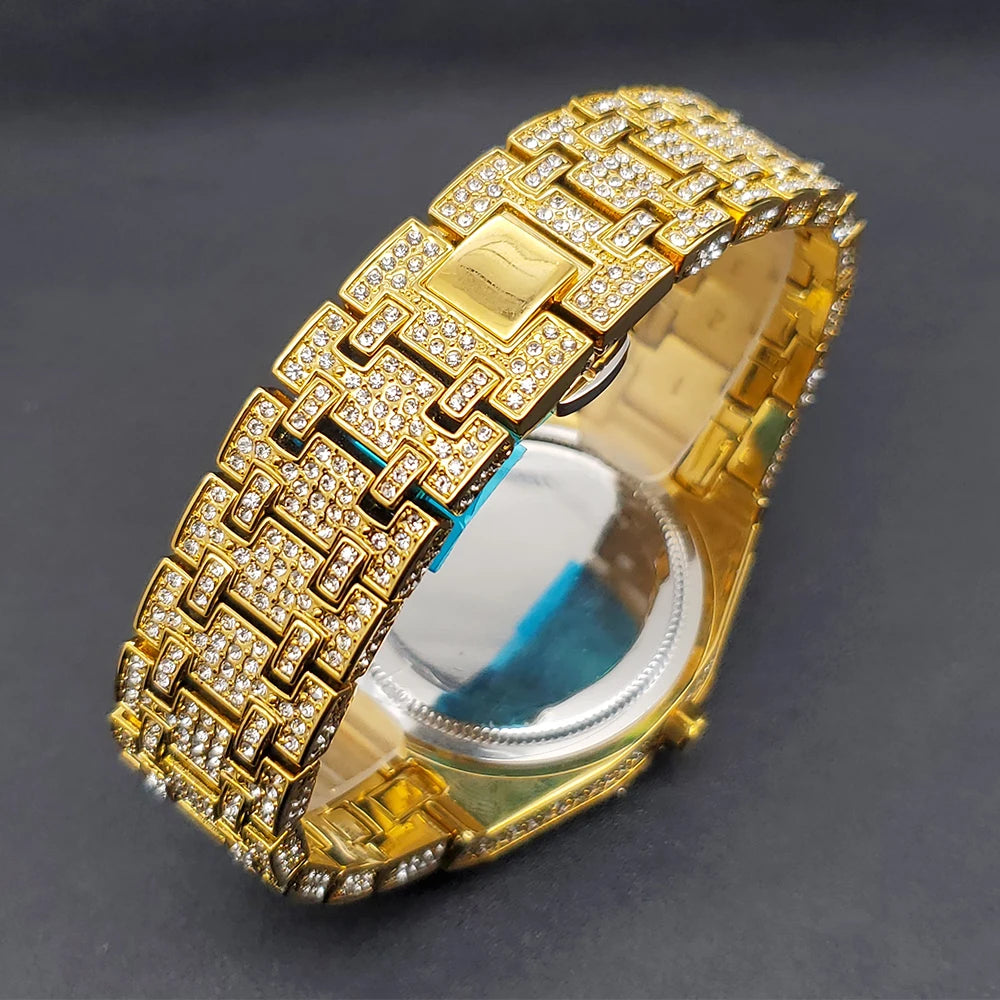 Watches For Men Octagonal Case Luxury Diamond Men's Watch With Big Zircon Bezel Fashion Hip Hop Hand Clock