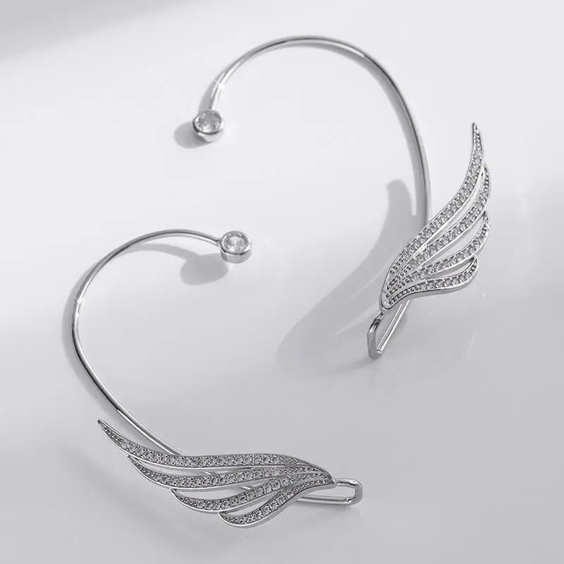Wolexhany Star Butterfly Clip Earrings – Sparkling Crystal Tassel, No Piercing