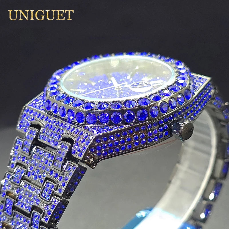 Watches For Men Octagonal Case Luxury Diamond Men's Watch With Big Zircon Bezel Fashion Hip Hop Hand Clock
