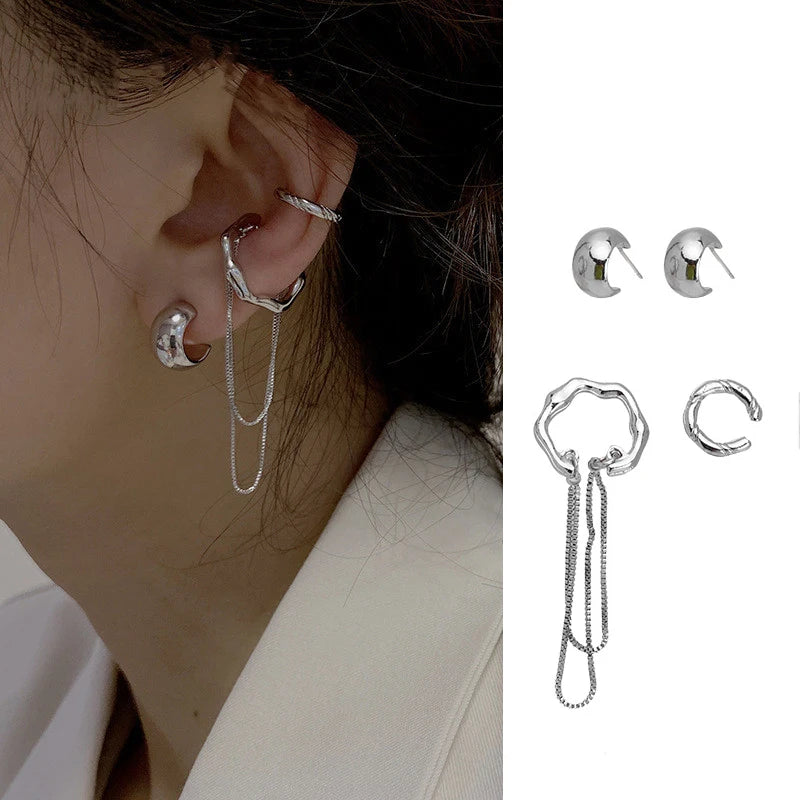 Wolexhany Star Butterfly Clip Earrings – Sparkling Crystal Tassel, No Piercing