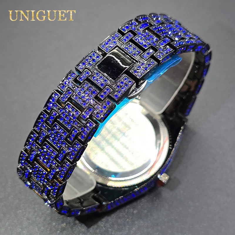 Watches For Men Octagonal Case Luxury Diamond Men's Watch With Big Zircon Bezel Fashion Hip Hop Hand Clock