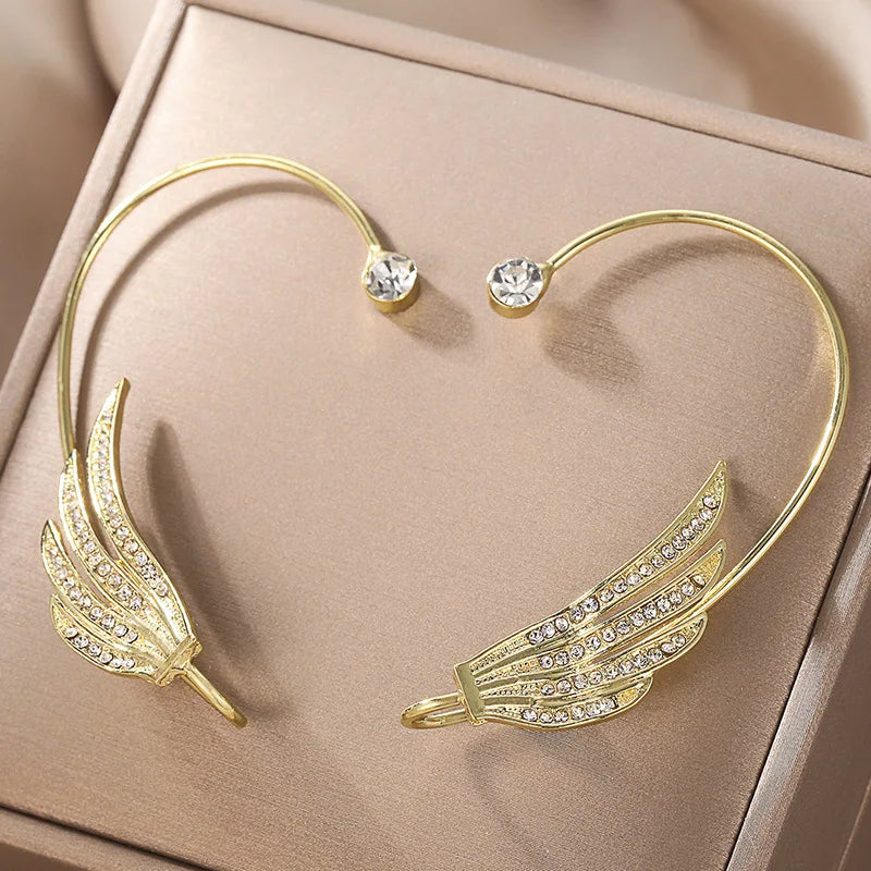 Wolexhany Star Butterfly Clip Earrings – Sparkling Crystal Tassel, No Piercing