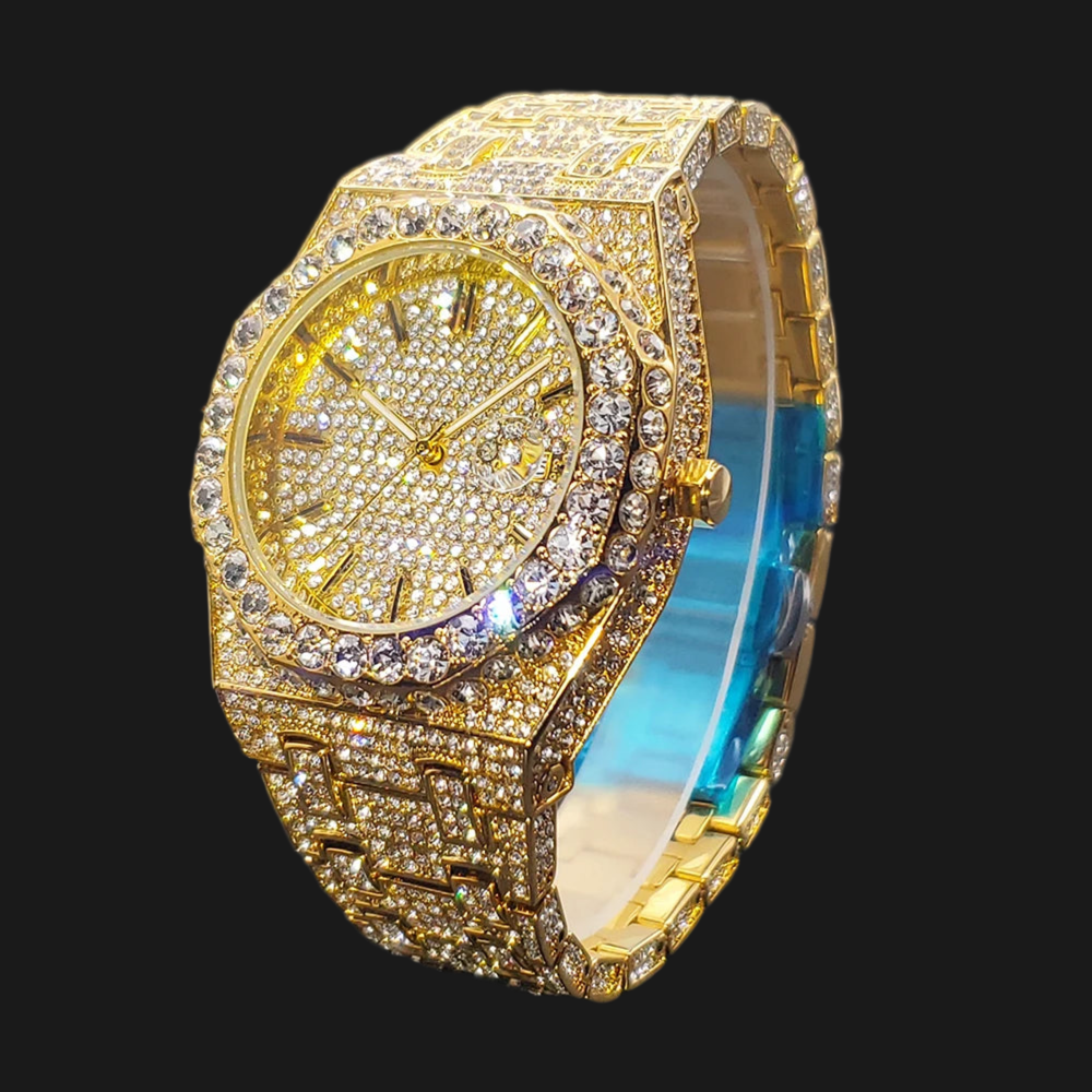 Watches For Men Octagonal Case Luxury Diamond Men's Watch With Big Zircon Bezel Fashion Hip Hop Hand Clock