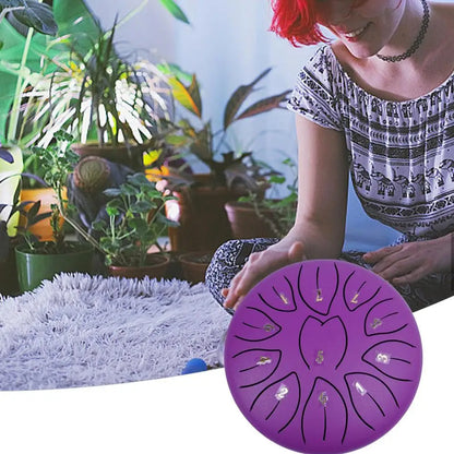 Rain Drum Instrument 6 inches 11 Notes Ethereal Drum Hand Drums Portable Steel Tongue Drum Meditation Drum  for Music Education