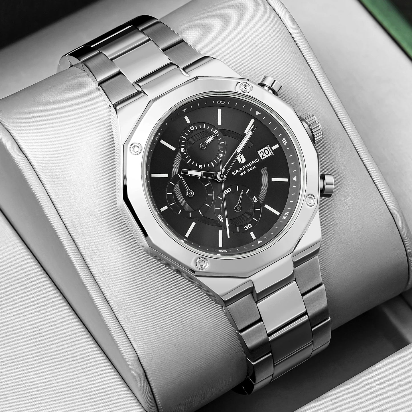 Montre homme SAPPHERO – Chronographe sport de luxe, mode et étanche, idéale en cadeau