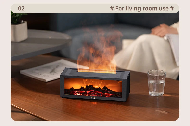 3D Flame Aroma Diffuser – Retro Fireplace Humidifier with Remote Control halloween