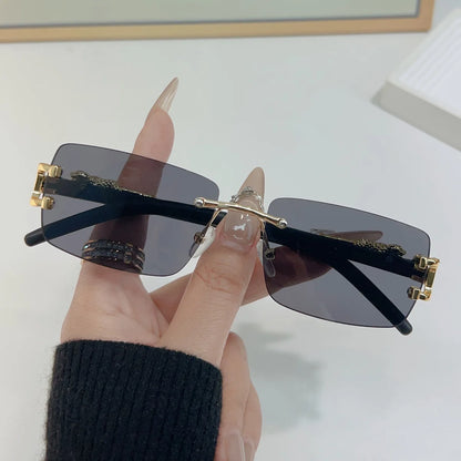 Frameless Rectangular Sunglasses – Unisex Vintage Style Shades