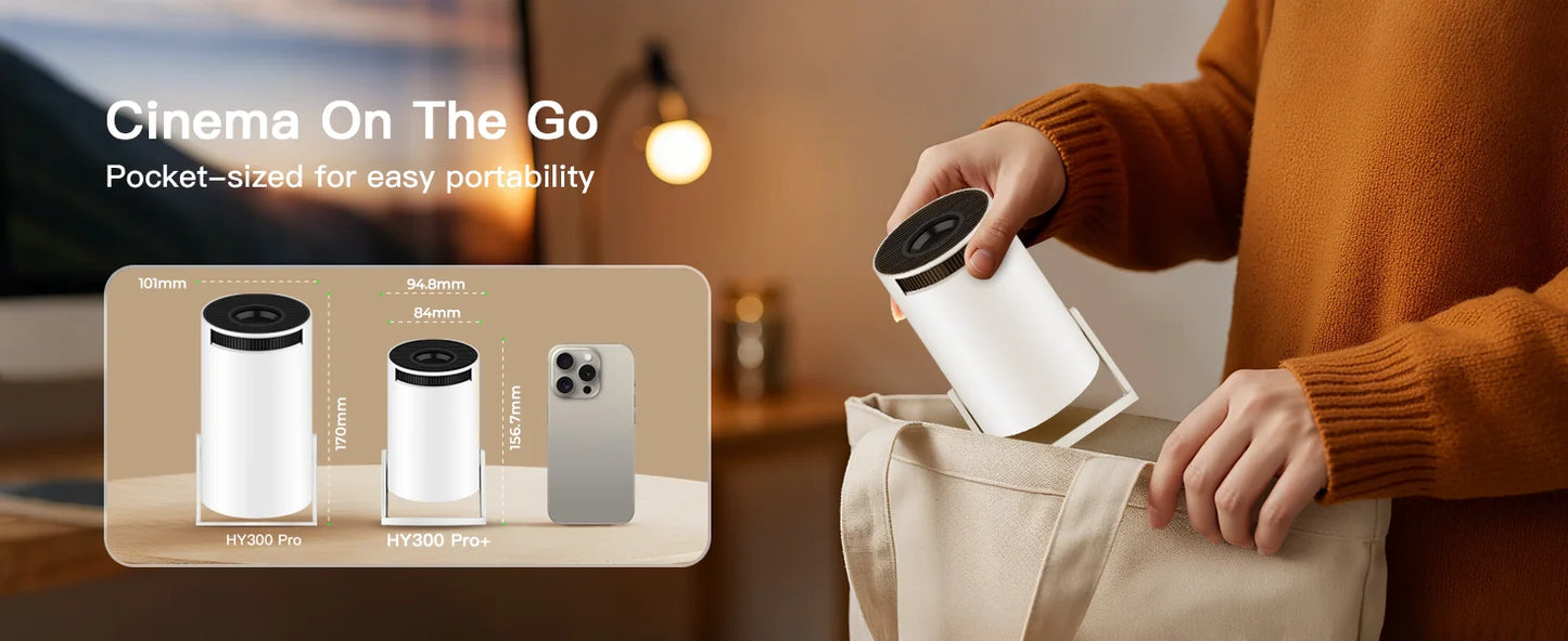 Mini Projector 720P HD, 4K Support Auto-Focus & Keystone, Android 11.0, WiFi 6, BT 5.4, 10,000+ Apps – Portable Home Theater