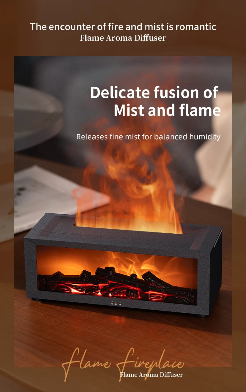 3D Flame Aroma Diffuser – Retro Fireplace Humidifier with Remote Control halloween