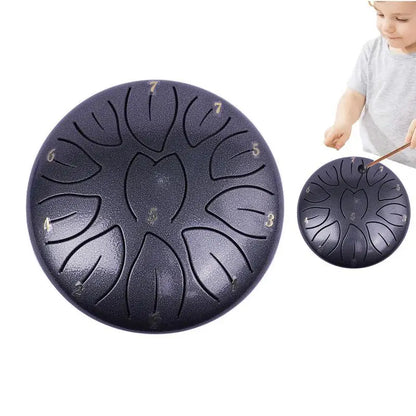 Rain Drum Instrument 6 inches 11 Notes Ethereal Drum Hand Drums Portable Steel Tongue Drum Meditation Drum  for Music Education