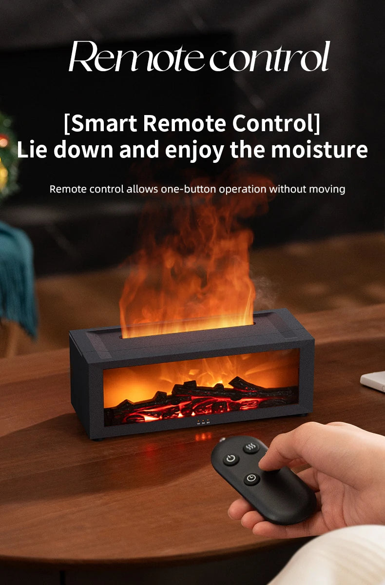 3D Flame Aroma Diffuser – Retro Fireplace Humidifier with Remote Control halloween