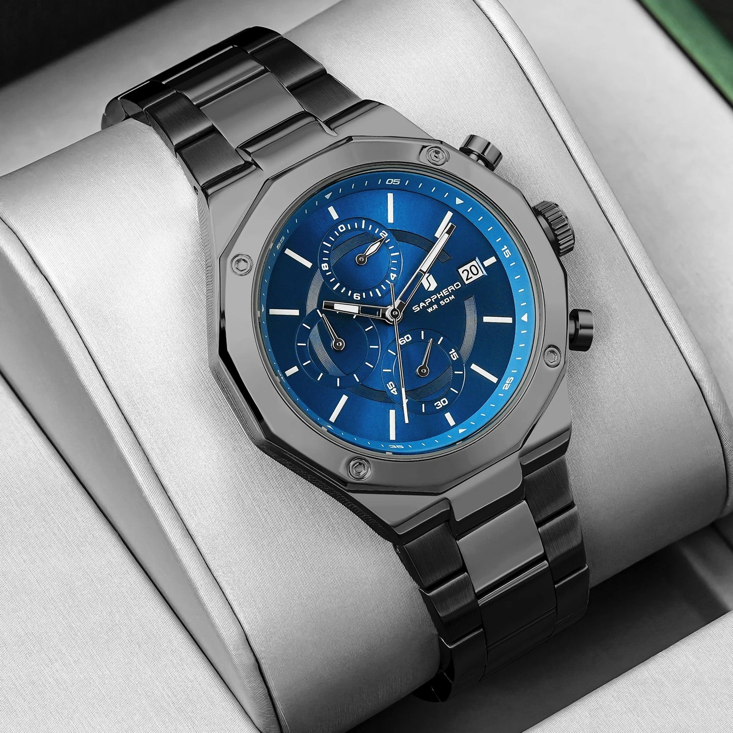 Montre homme SAPPHERO – Chronographe sport de luxe, mode et étanche, idéale en cadeau