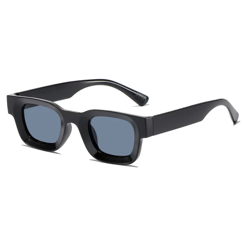 Unisex Small Rectangle Sunglasses – Thick Frame UV400 Shades