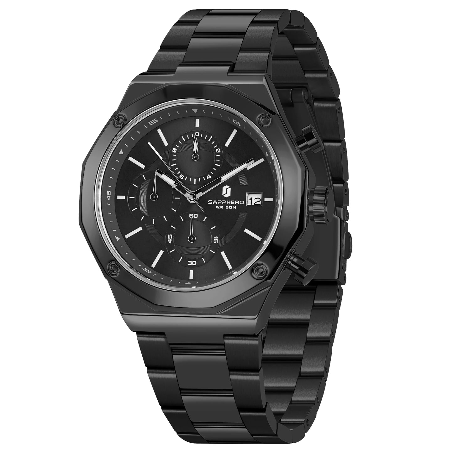 Montre homme SAPPHERO – Chronographe sport de luxe, mode et étanche, idéale en cadeau