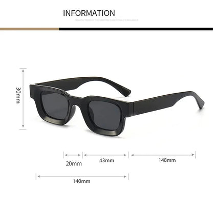 Unisex Small Rectangle Sunglasses – Thick Frame UV400 Shades