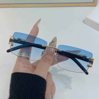 Frameless Rectangular Sunglasses – Unisex Vintage Style Shades