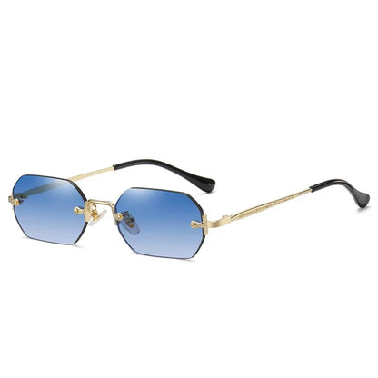 Rimless Leopard Head Sunglasses – Retro Rectangle Frameless Shades