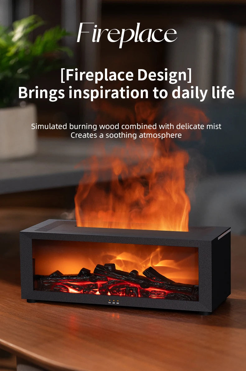 3D Flame Aroma Diffuser – Retro Fireplace Humidifier with Remote Control halloween