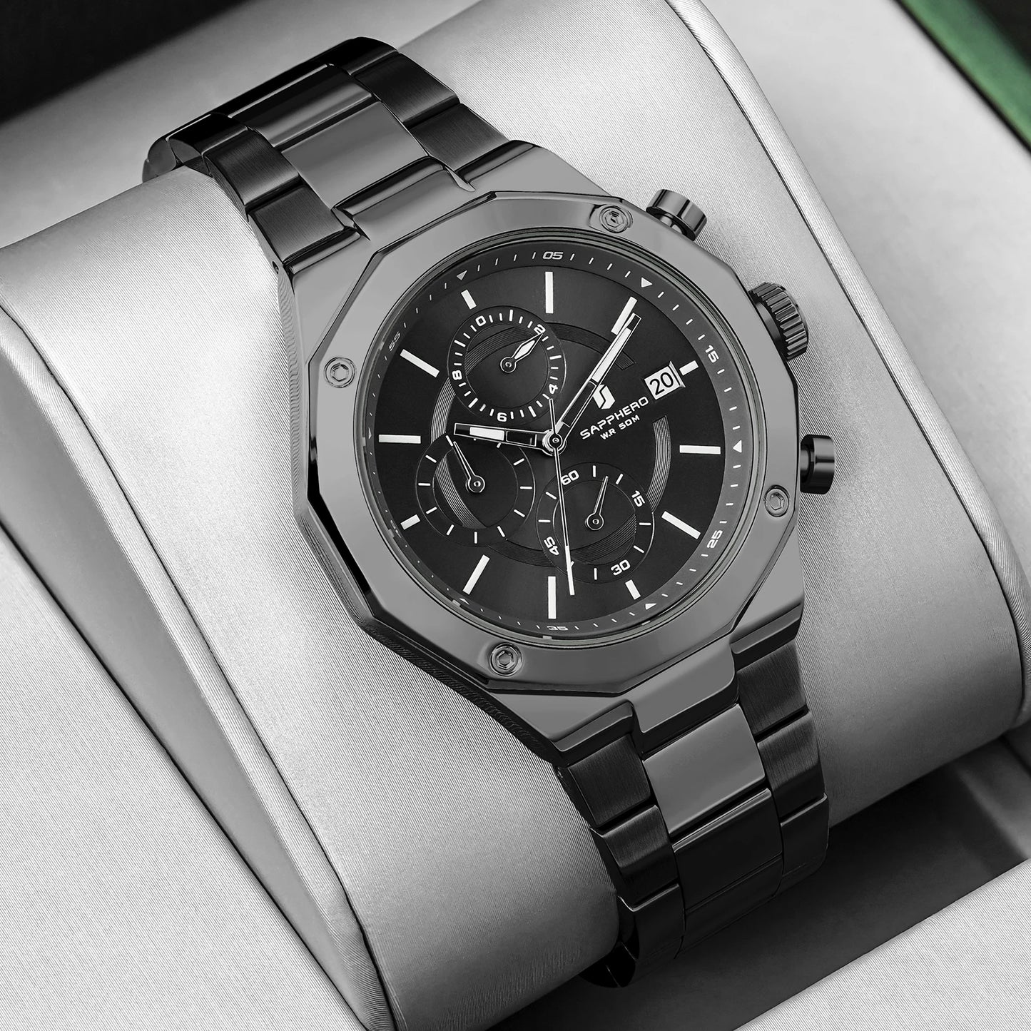 Montre homme SAPPHERO – Chronographe sport de luxe, mode et étanche, idéale en cadeau