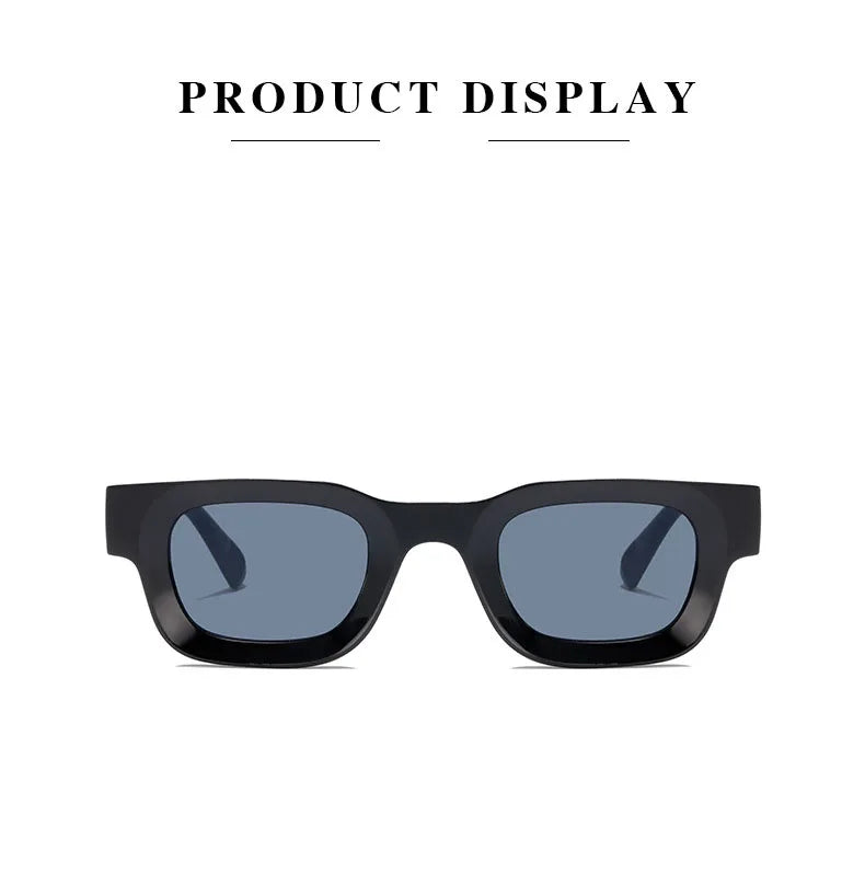 Unisex Small Rectangle Sunglasses – Thick Frame UV400 Shades
