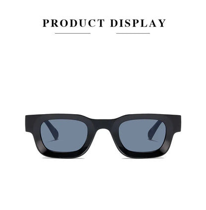 Unisex Small Rectangle Sunglasses – Thick Frame UV400 Shades