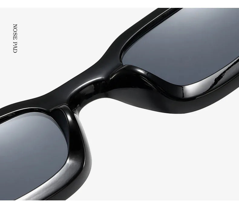 Unisex Small Rectangle Sunglasses – Thick Frame UV400 Shades