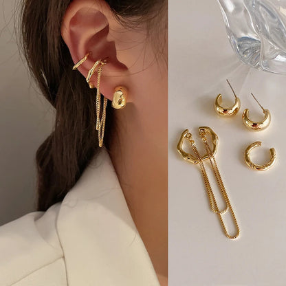 Wolexhany Star Butterfly Clip Earrings – Sparkling Crystal Tassel, No Piercing