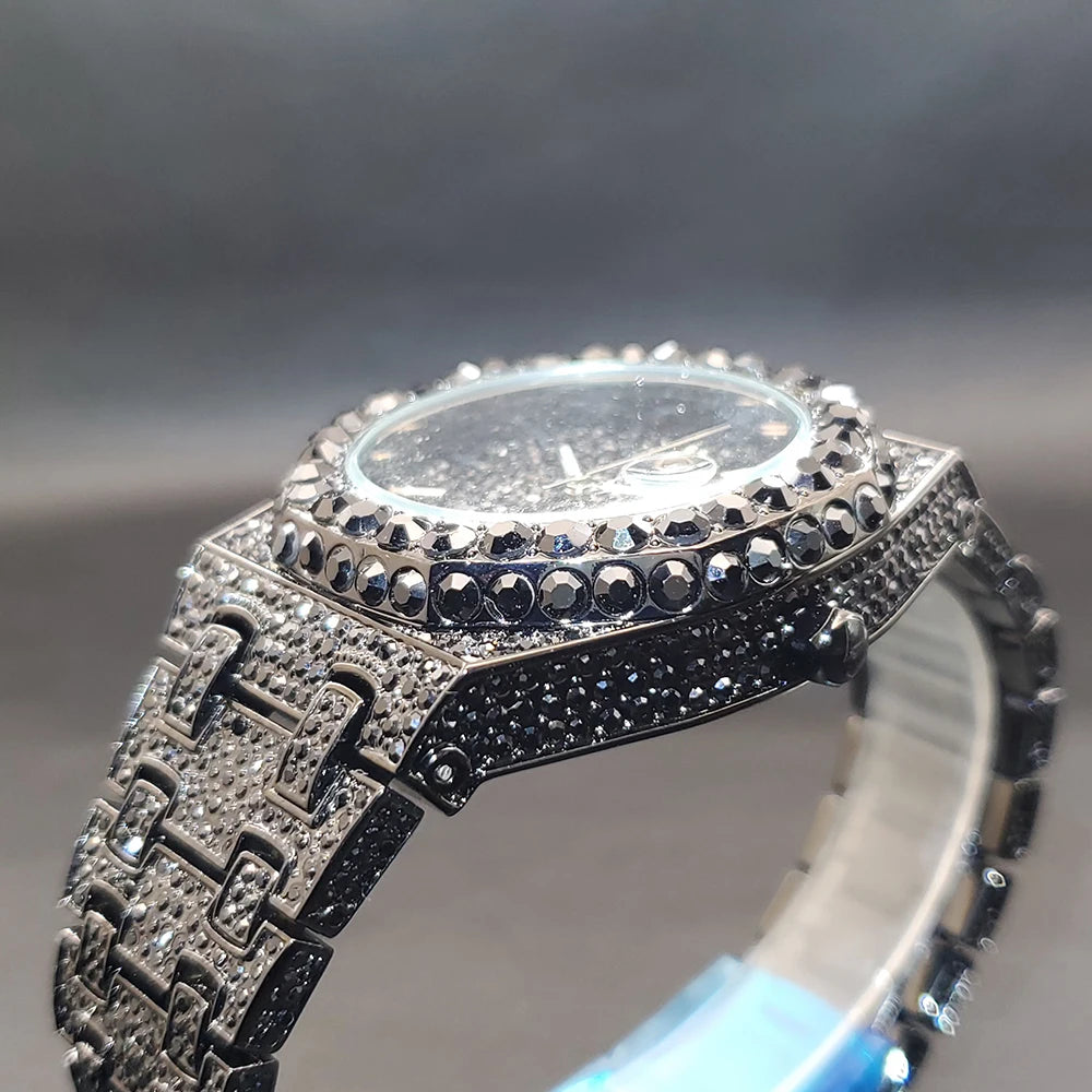 Watches For Men Octagonal Case Luxury Diamond Men's Watch With Big Zircon Bezel Fashion Hip Hop Hand Clock