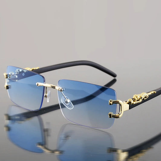 Frameless Rectangular Sunglasses – Unisex Vintage Style Shades