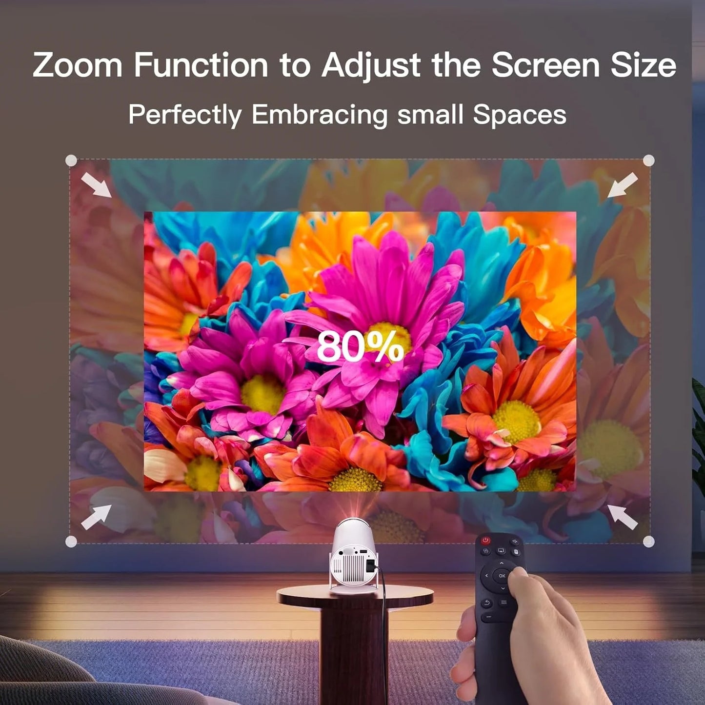 Mini Projector 720P HD, 4K Support Auto-Focus & Keystone, Android 11.0, WiFi 6, BT 5.4, 10,000+ Apps – Portable Home Theater