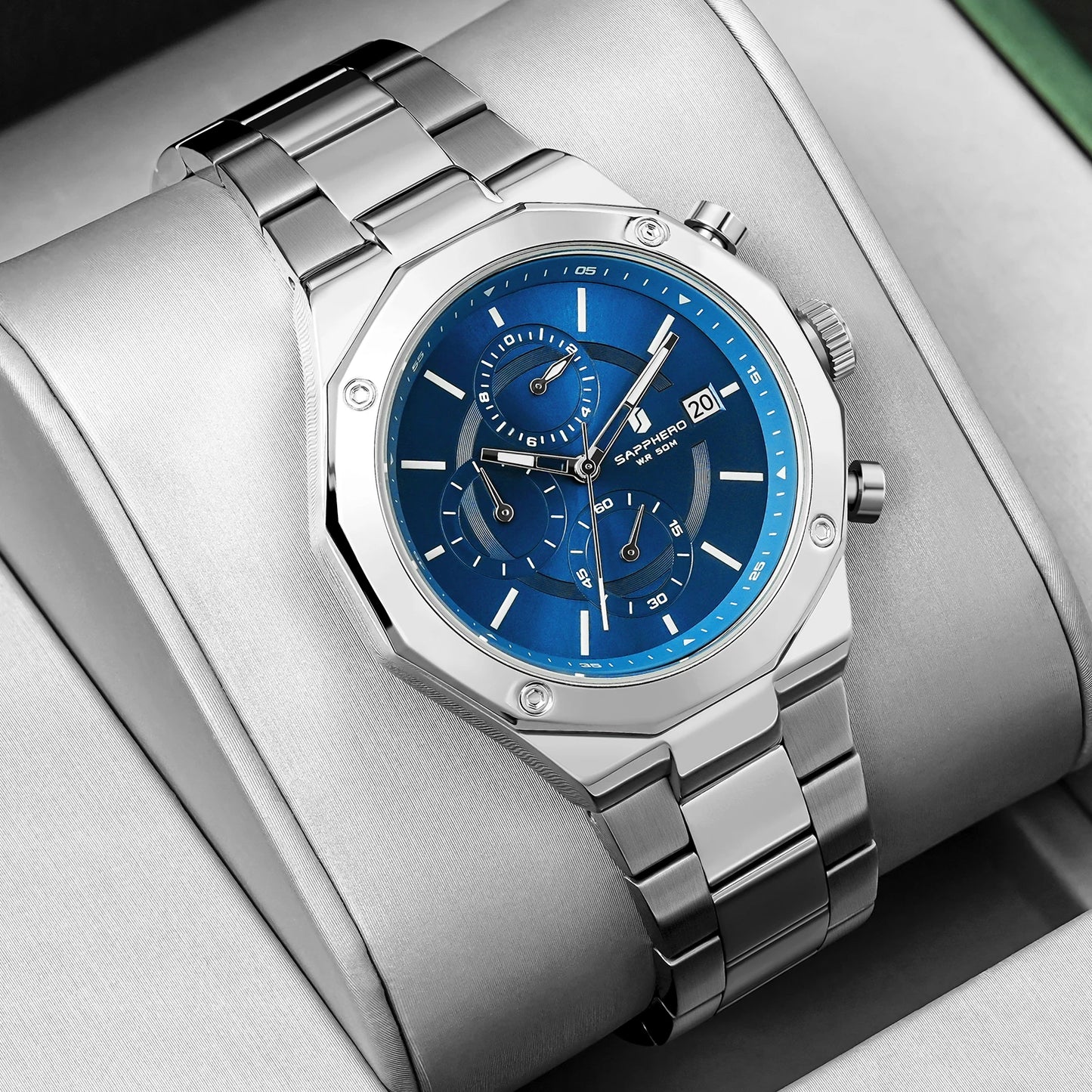 Montre homme SAPPHERO – Chronographe sport de luxe, mode et étanche, idéale en cadeau