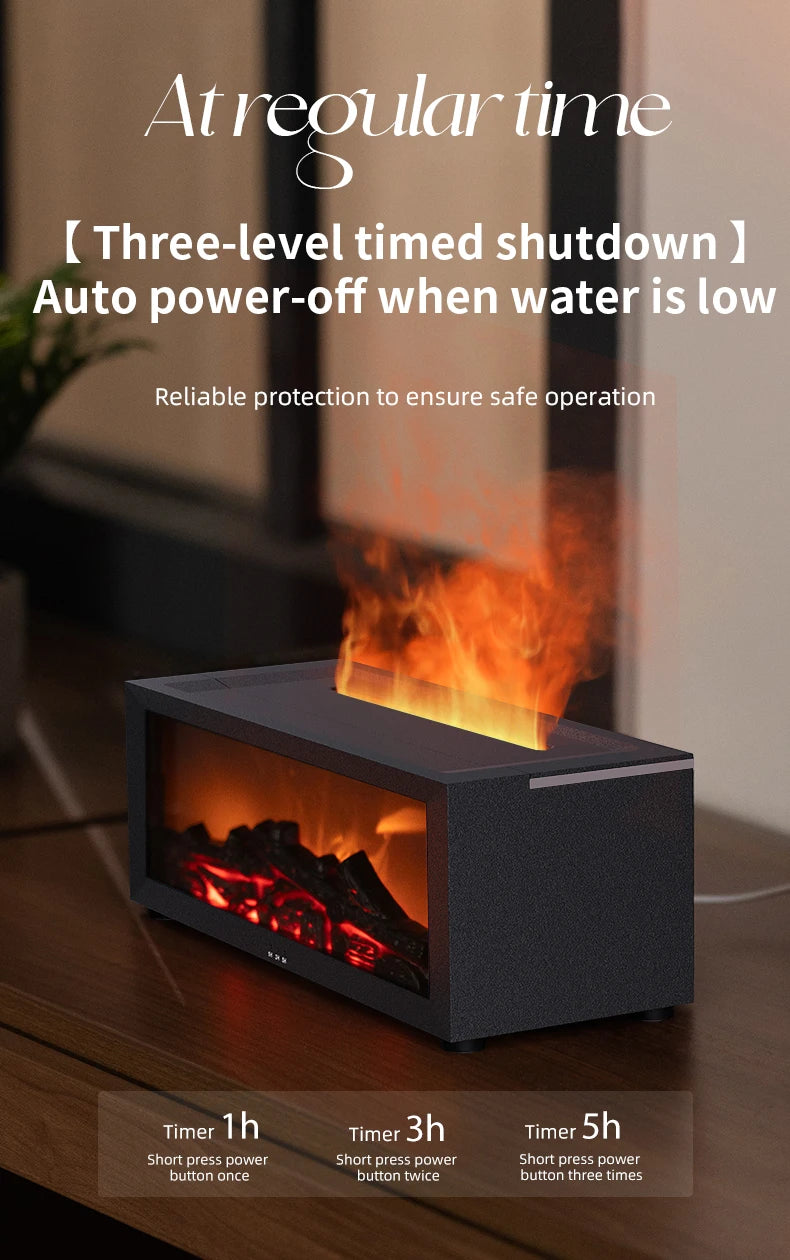 3D Flame Aroma Diffuser – Retro Fireplace Humidifier with Remote Control halloween