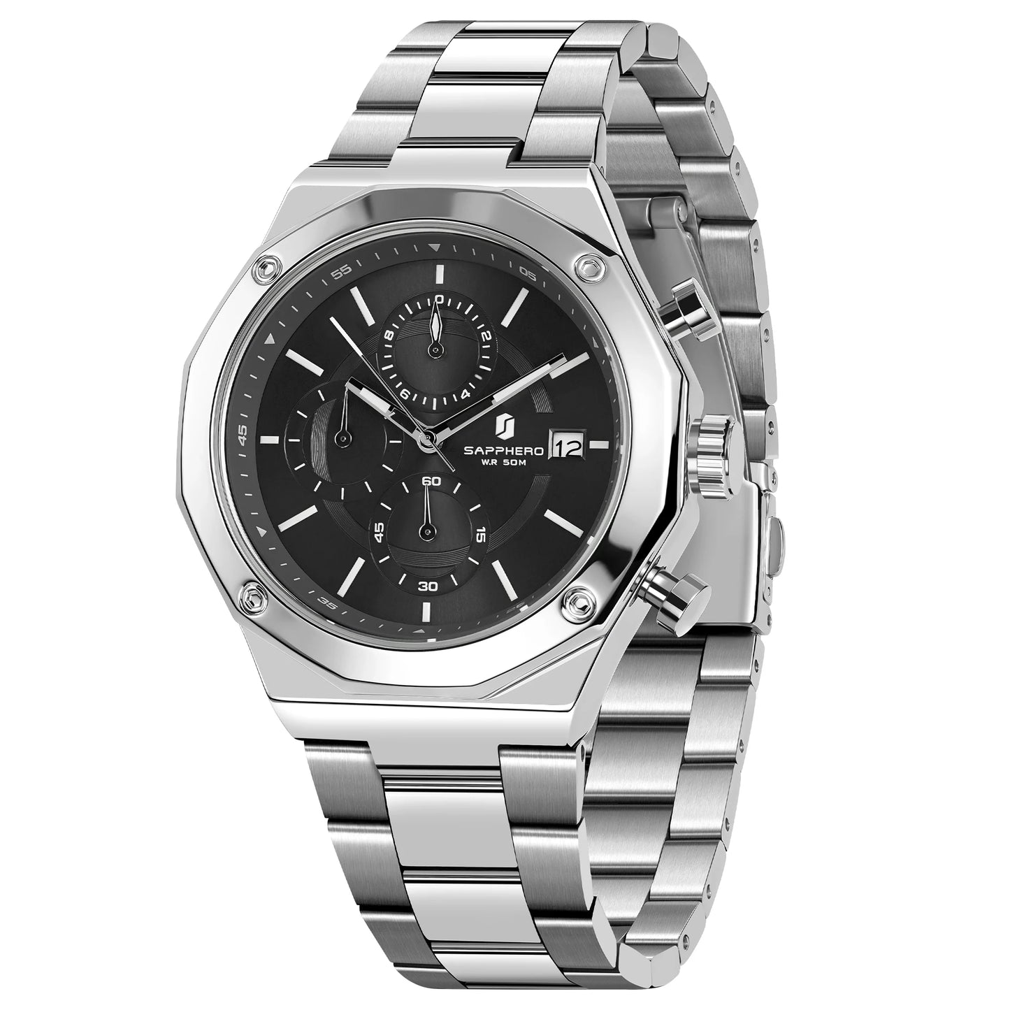 Montre homme SAPPHERO – Chronographe sport de luxe, mode et étanche, idéale en cadeau
