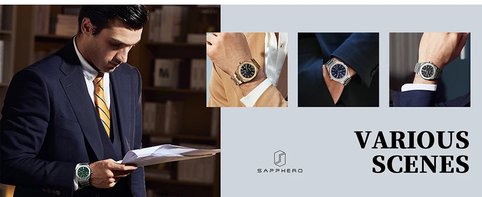 Montre homme SAPPHERO – Chronographe sport de luxe, mode et étanche, idéale en cadeau