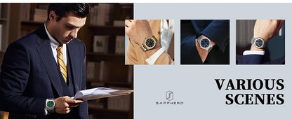 Montre homme SAPPHERO – Chronographe sport de luxe, mode et étanche, idéale en cadeau