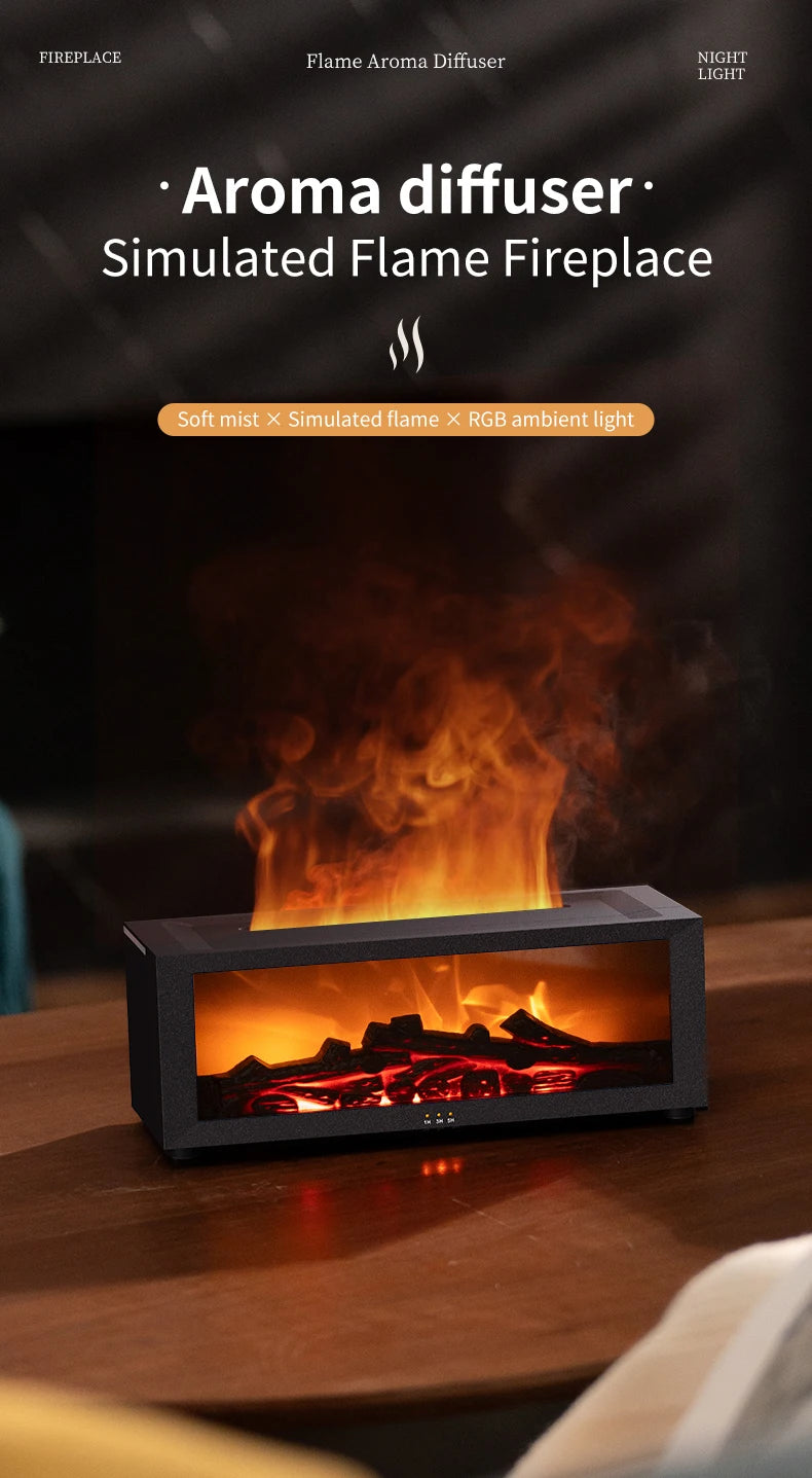 3D Flame Aroma Diffuser – Retro Fireplace Humidifier with Remote Control halloween