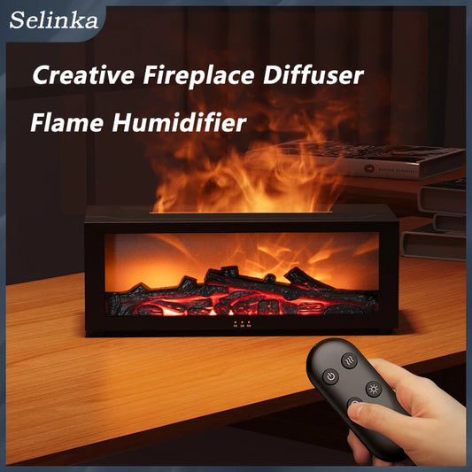 3D Flame Aroma Diffuser – Retro Fireplace Humidifier with Remote Control halloween