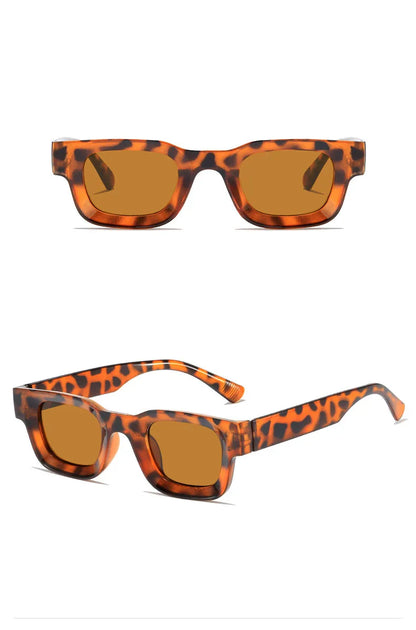 Unisex Small Rectangle Sunglasses – Thick Frame UV400 Shades
