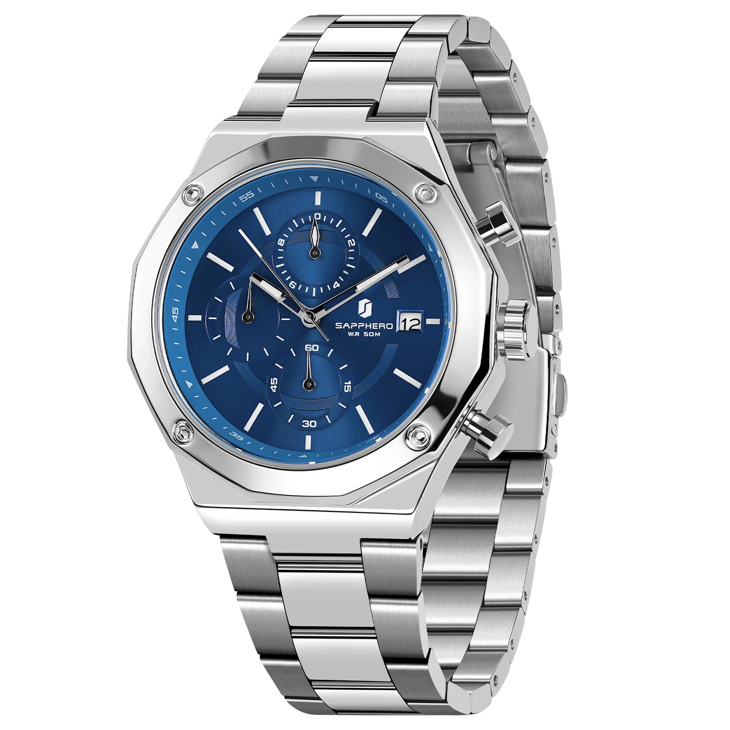 Montre homme SAPPHERO – Chronographe sport de luxe, mode et étanche, idéale en cadeau