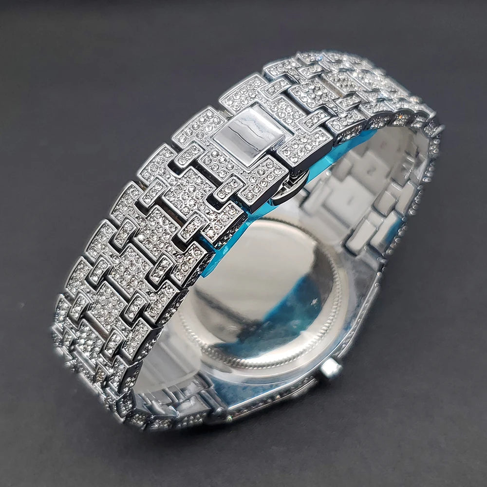 Watches For Men Octagonal Case Luxury Diamond Men's Watch With Big Zircon Bezel Fashion Hip Hop Hand Clock