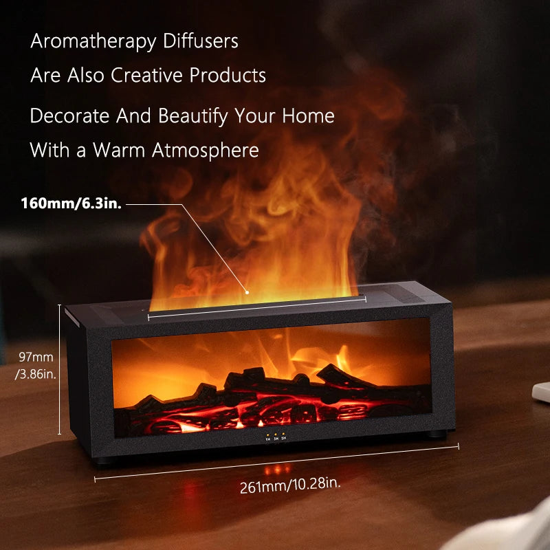 3D Flame Aroma Diffuser – Retro Fireplace Humidifier with Remote Control halloween