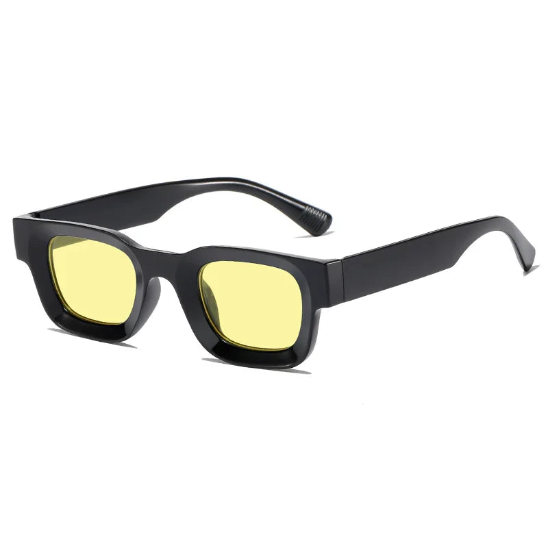 Unisex Small Rectangle Sunglasses – Thick Frame UV400 Shades