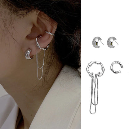 Wolexhany Star Butterfly Clip Earrings – Sparkling Crystal Tassel, No Piercing