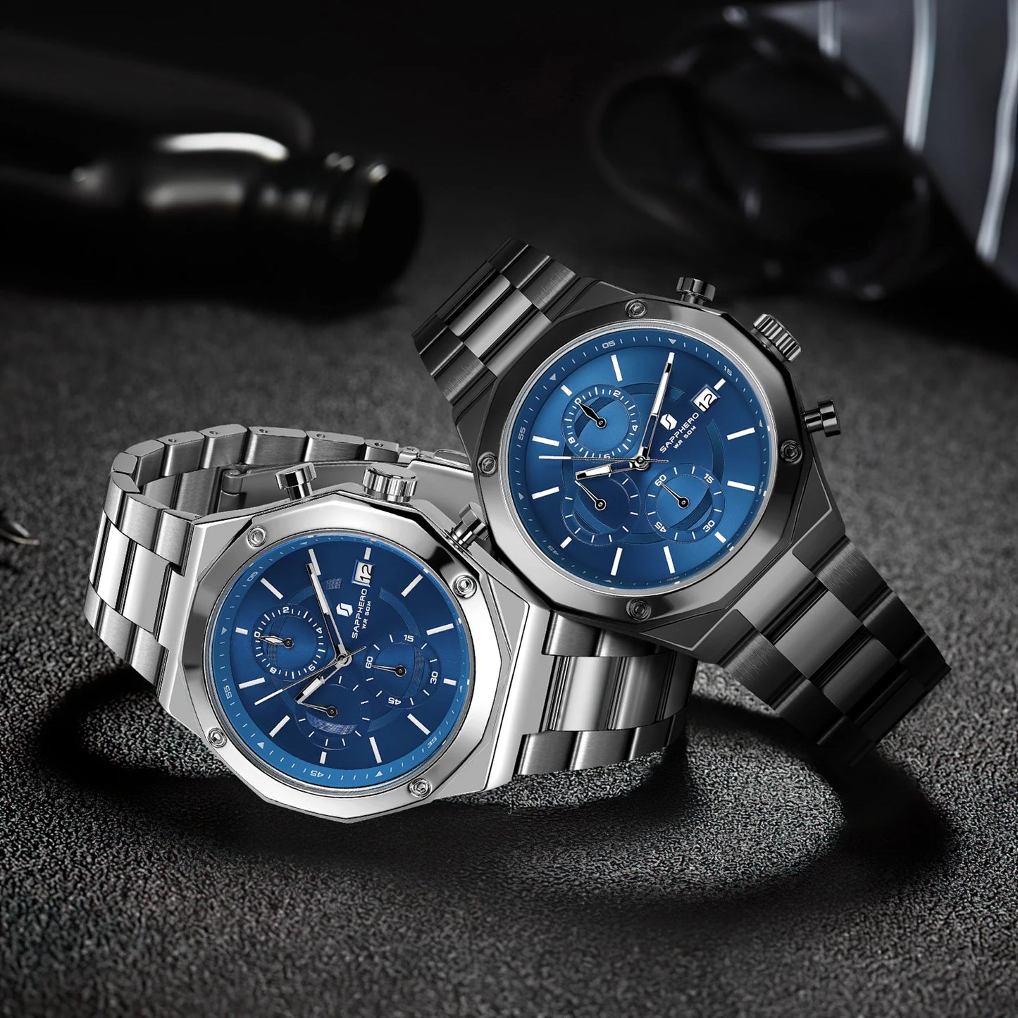 Montre homme SAPPHERO – Chronographe sport de luxe, mode et étanche, idéale en cadeau