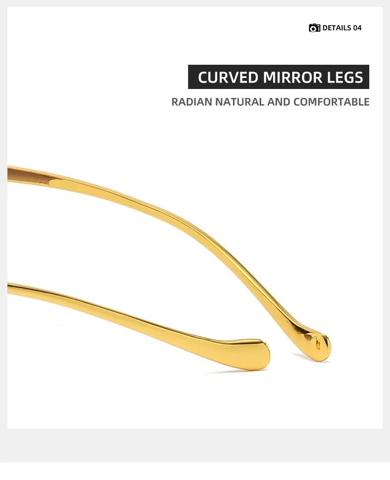 Rimless Leopard Head Sunglasses – Retro Rectangle Frameless Shades