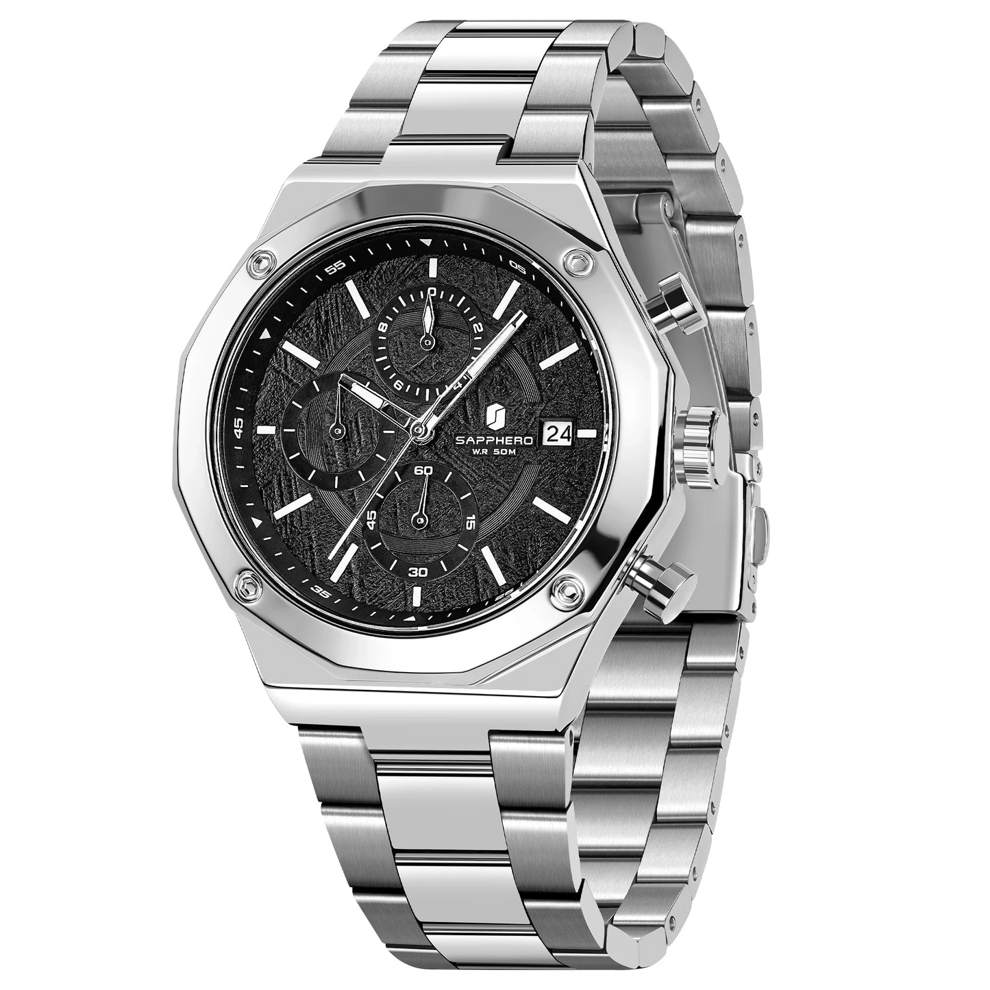 Montre homme SAPPHERO – Chronographe sport de luxe, mode et étanche, idéale en cadeau