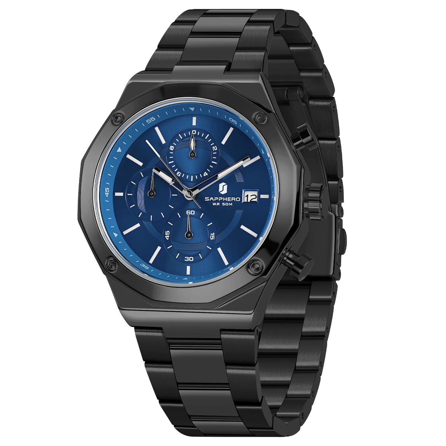 Montre homme SAPPHERO – Chronographe sport de luxe, mode et étanche, idéale en cadeau