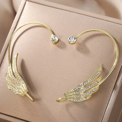 Wolexhany Star Butterfly Clip Earrings – Sparkling Crystal Tassel, No Piercing
